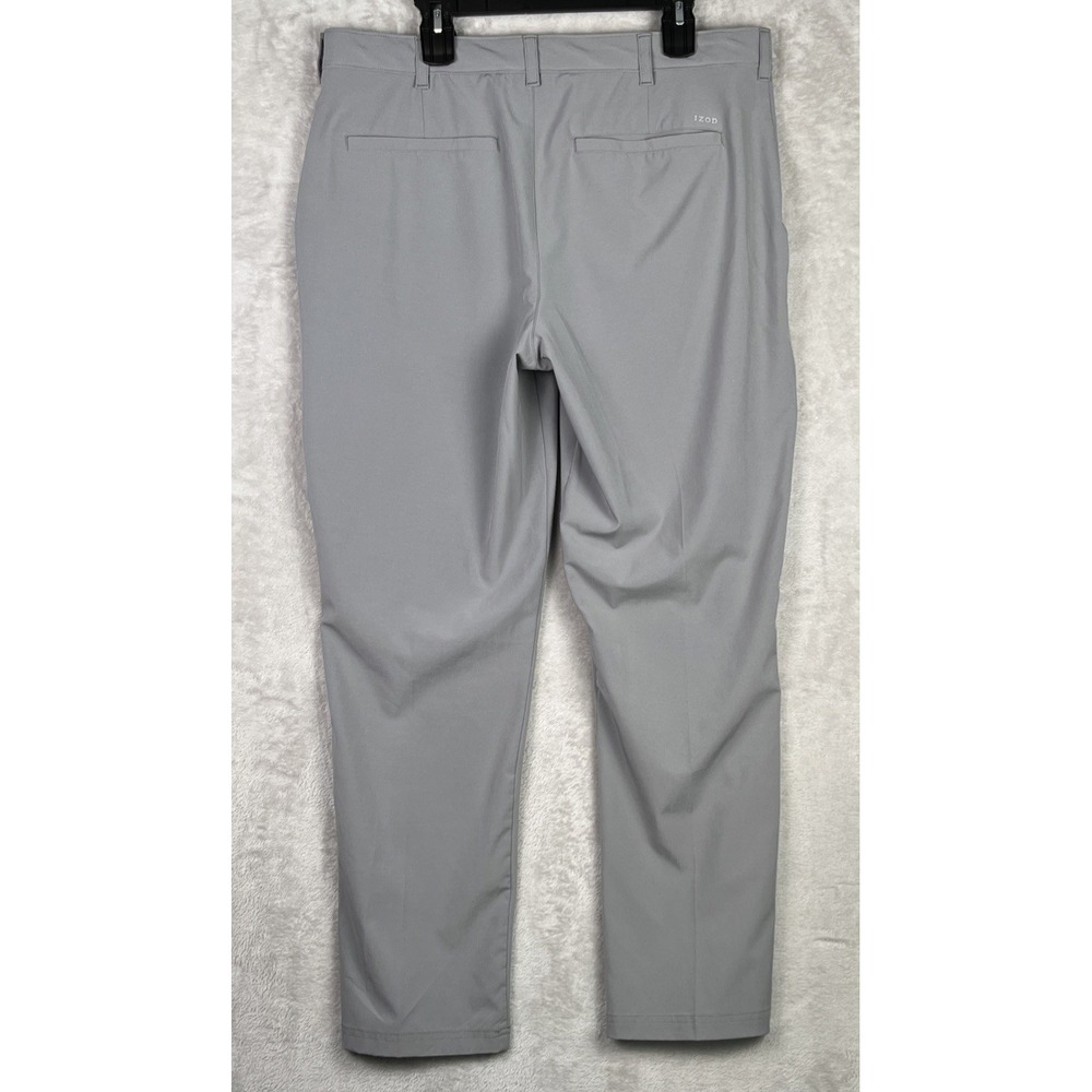 Izod Men's‎ Golf Pants 38x32 Gray Stretch Flat Front Logo Performance Light Grey - Picture 2 of 10